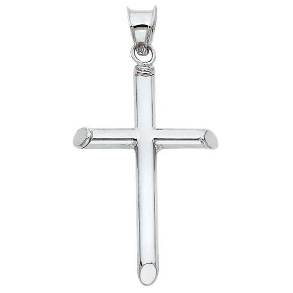 14K White Gold  Classic Cross Religious Pendant - Picture 1 of 3